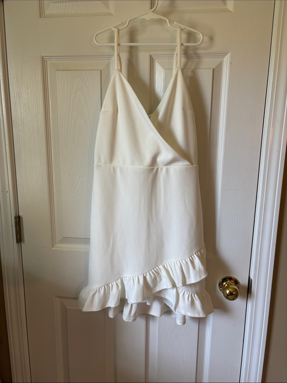Xtraordinary White Corset Mini Dress | Ruffle Hem & Lace-Up Back | Size Medium